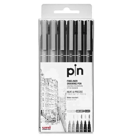 Линеры Uni Pin Fine Line черные, 6шт