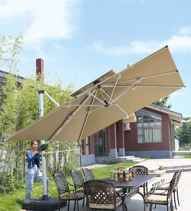 Зонт квадратный "Комфорт Lux" с вентиляцией (4х3м), бежевый БЕЗ КАМНЕЙ, фото 1