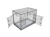 Клетка для собак №4 93х65х70 см, черная с металлическим поддоном, с двумя дверьми (КС-04-О)