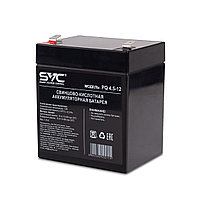 Батарея  SVC  PQ4.5-12  Свинцово-кислотная 12В 4.5 Ач  Вес: 1.8 кг  Размер в мм.: 90*70*100