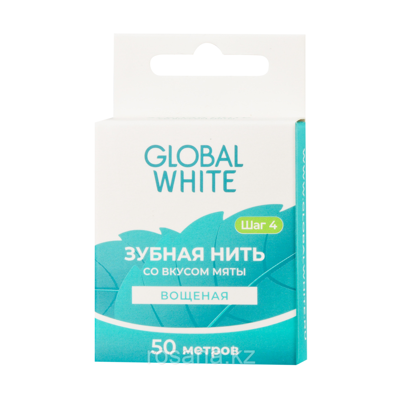 Global White Зубная нить со вкусом мяты 50м - фото 1 - id-p71329357