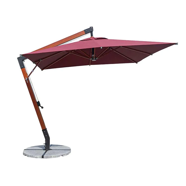 Зонт квадратный ART.Home Wood W-Lux (bordo), 3*3м, бордовый (с 4-мя утяжелителями)