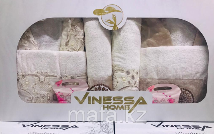 Набор Vinessa велюр (2 халата, 2 полотенца) Турция, фото 2