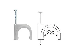 Скоба для кабеля круглая 8мм,уп.100 штук