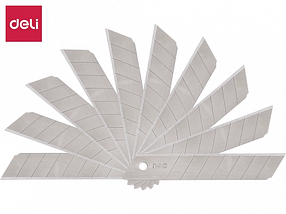 Лезвия запасные DELI для канцелярских ножей, 18 мм (10 шт/упак)