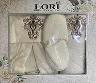 Набор LORI махровые (1 халат + 1 полотенце+ тапочки )