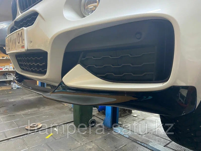 Сплиттер переднего бампера "M Perfomance" (черный глянцевый пластик) для BMW X6 F16 2014-2019 - фото 3 - id-p101616236