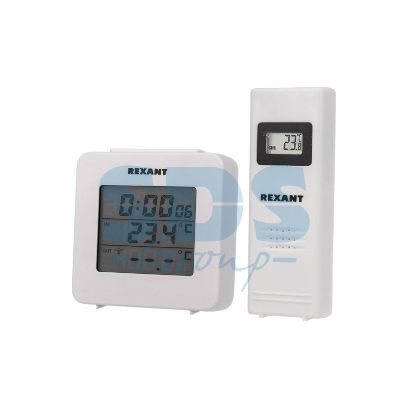 Электронный термометр с часами и беспроводным выносным датчиком - фото 1 - id-p97029433