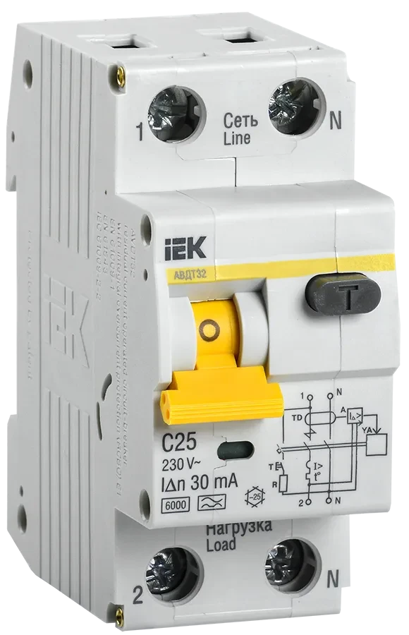 Автоматический выключатель дифференциального тока АВДТ32 C25 IEK - фото 1 - id-p101617814