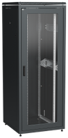 ITK Шкаф сетевой 19" LINEA N 42U 800х800мм стеклянная передняя дверь, задняя металлическая, черный