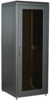 ITK Шкаф сетевой 19" LINEA N 28U 800х800мм стеклянная передняя дверь, задняя металлическая, черный