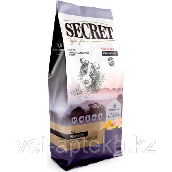 Корм Secret Premium для щенков всех пород с курицей и злаками, 15 кг
