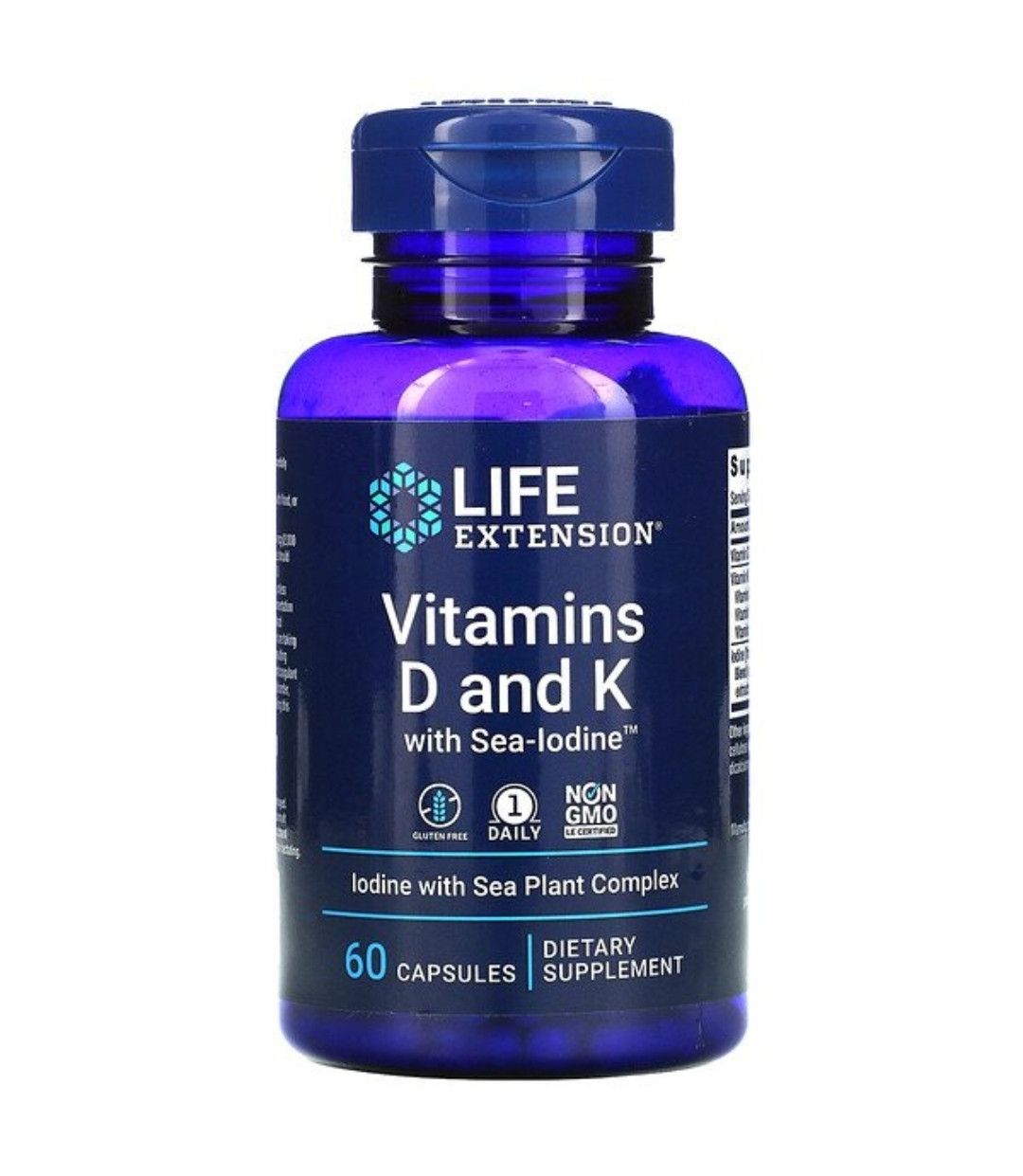 LIFE extension витамины D и К с йодом Sea-Iodine, 60 капсул - фото 1 - id-p101621898