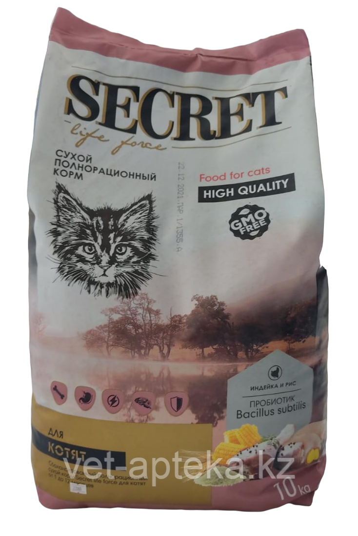 Корм Secret Life Forсe для котят с индейкой и рисом, 10 кг
