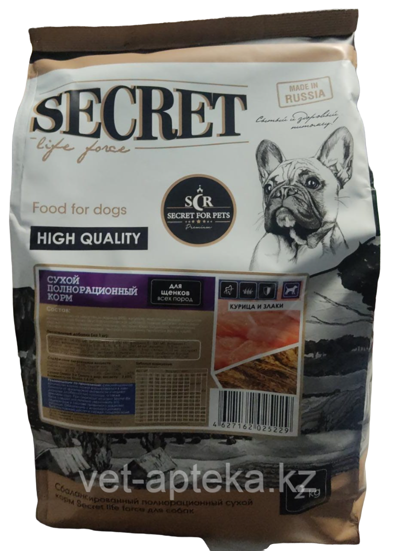 Корм Secret Premium для щенков всех пород с курицей и злаками, 2 кг