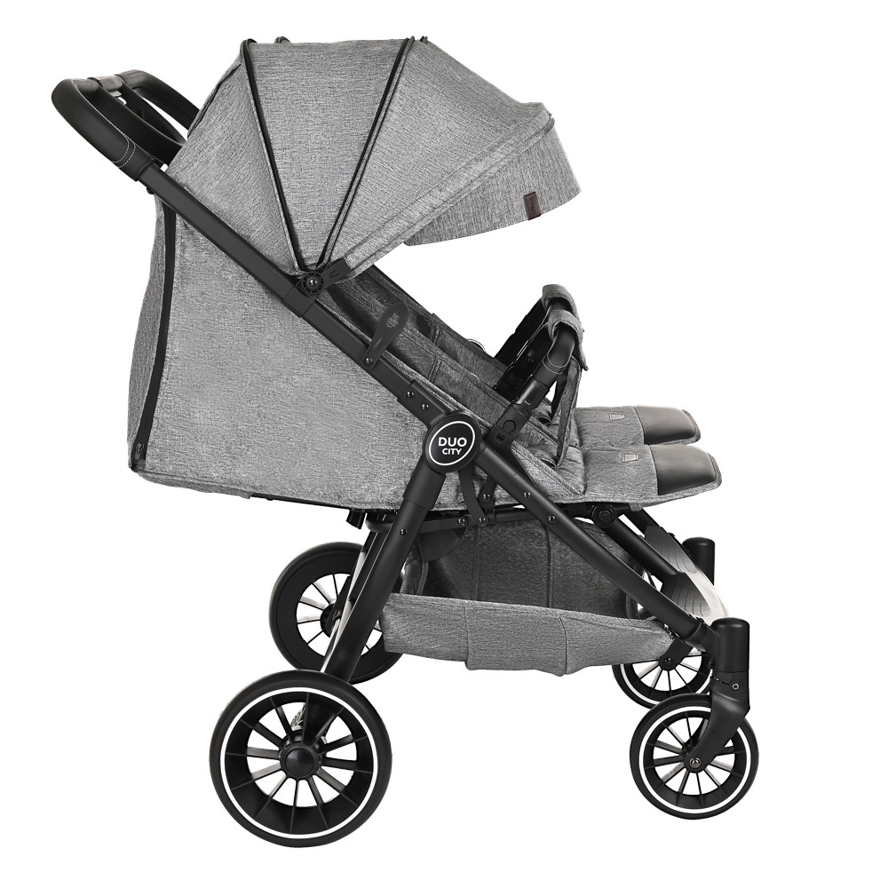 Коляска для двойни Pituso Duocity колеса Eva Grey Metallic/Серый металлик