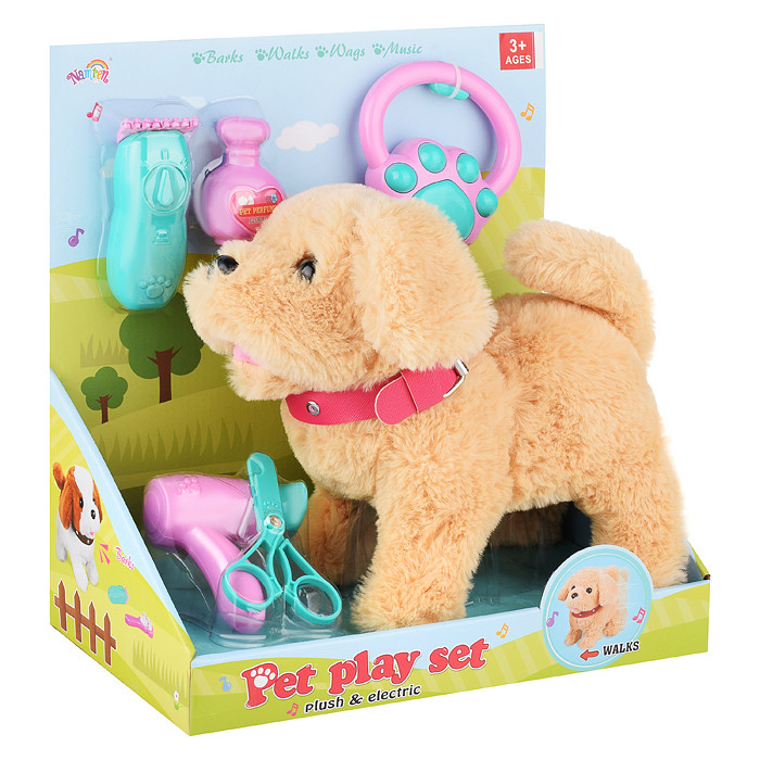 T830-2 Pet play Щенок интерактивный на поводке, с аксессуарами 31*29см