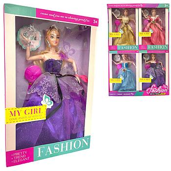 D17-113 My Girl Кукла в вечернем платье с кароной и аксессуары, 4 вида из 4шт в уп, 32*21см
