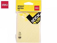 Клейкие листки DELI "Stick Up", 76 х101 мм, желтые, 100 листов