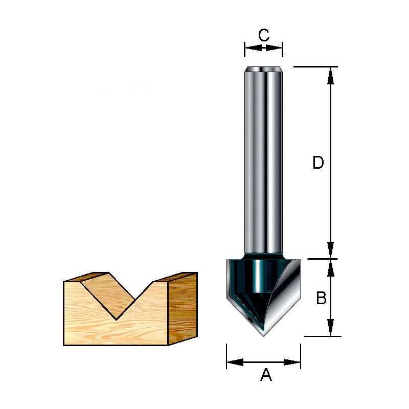 Фреза для V-образных пазов 15,97х32х12,7х8 мм; 90° D-10693