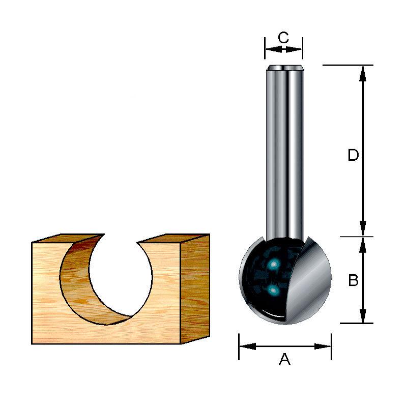 Шаровидная фреза 19,05х32х19,05х8 мм D-10964 - фото 1 - id-p101640924