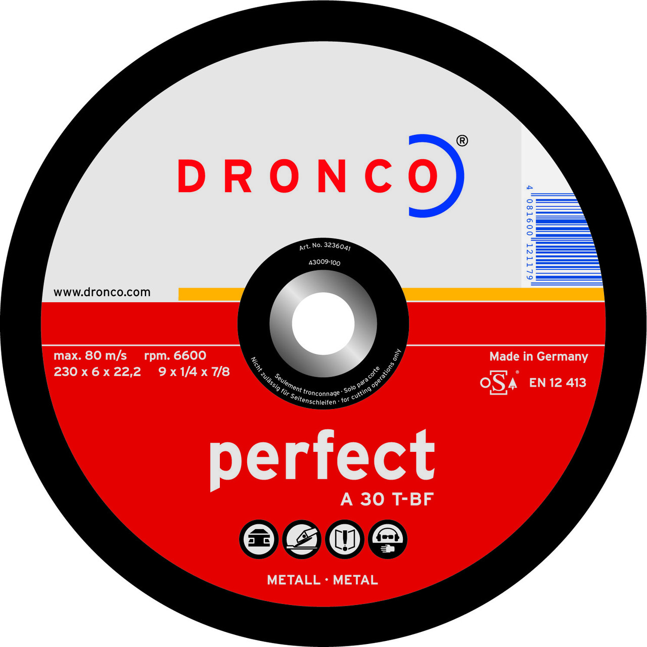 Шлифовальный диск Dronco A30T 100х6 3106040