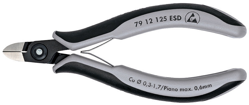Прецизионные кусачки боковые для электроники антистатические ESD чернёные 125 мм 7912125ESD