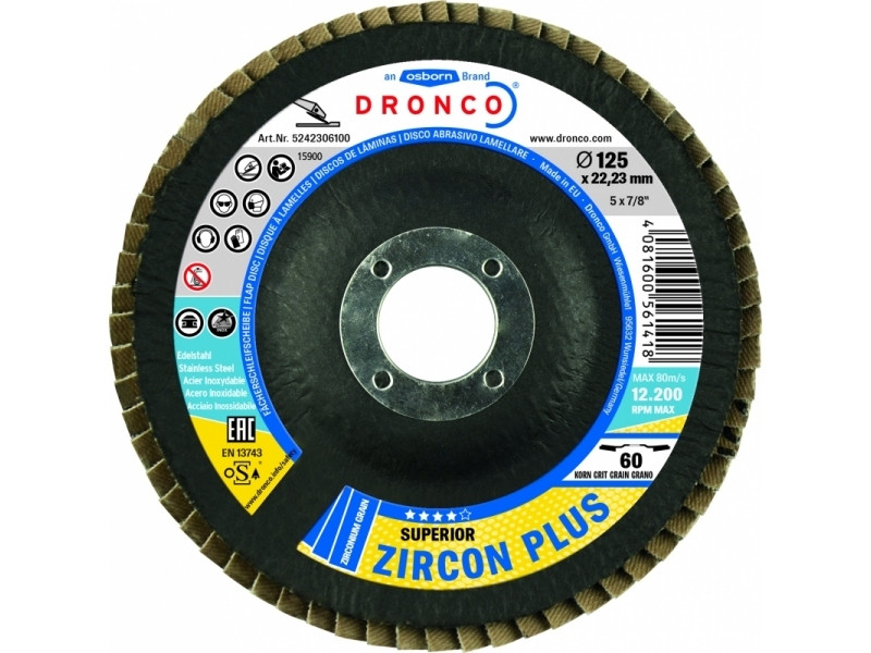 Лепестковые шлифовальные диски Superior Zircon Plus 40 Bomb 125x22,23 мм 5242304 - фото 1 - id-p101643341