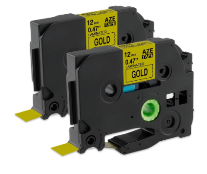 Картридж ленточный совместимый для принтеров-маркираторов Brother (AZE-831) - 12 мм, черный на золотом, фото 1