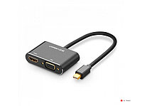 Конвертер Ugreen MD115 Mini DP Male To VGA Female+HDMI Female Converter Black. 20422