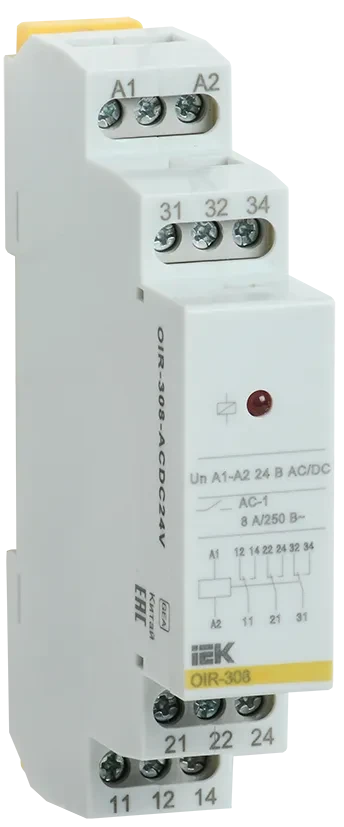 Реле промежуточное модульное OIR-308 8А Uупр.=24V AC/DC 3SPDT IEK, фото 1