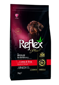 Reflex Plus MEDIUM/LARGE JUNIOR Lamb&Rice для щенков средних и крупных пород с ягнёнком и рисом, 3кг