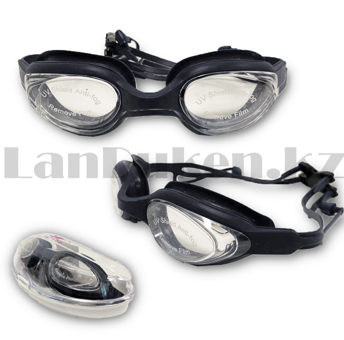 Очки для плавания с берушами в чехле Yongbo АК708 черные - фото 8 - id-p32916082