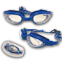 Очки для плавания с берушами в чехле Yongbo АК708 синие