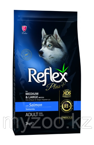 Reflex Plus Medium Large Breed Adult Dog salmon для взрослых собак крупных и средних пород с лососем 3кг
