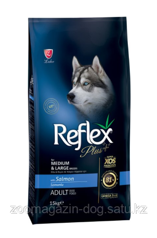 Reflex Plus MEDIUM/LARGE ADULT SALMON для взрослых собак средних и крупных пород с лососем, 15кг