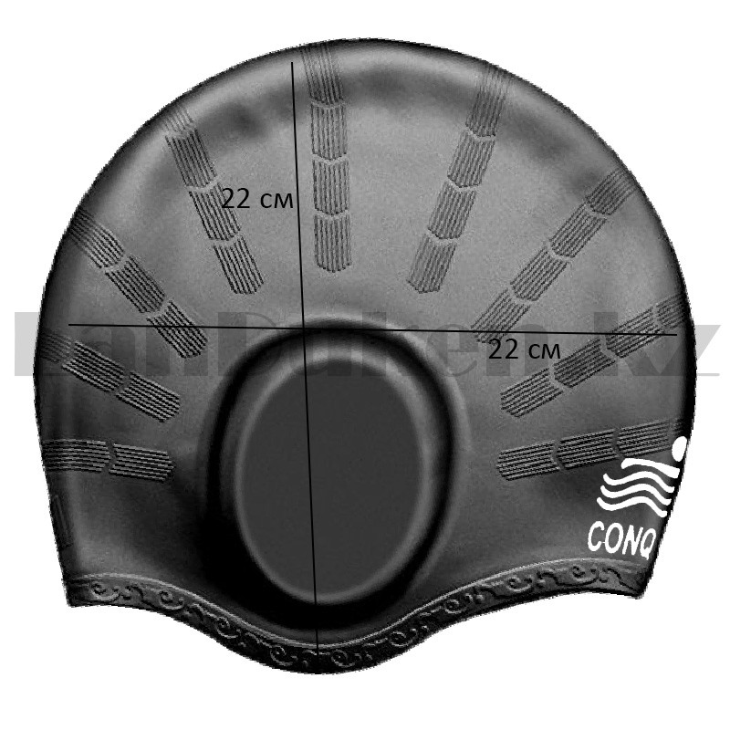 Шапочка для плавания с ушками Сonquest черная - фото 2 - id-p101701158