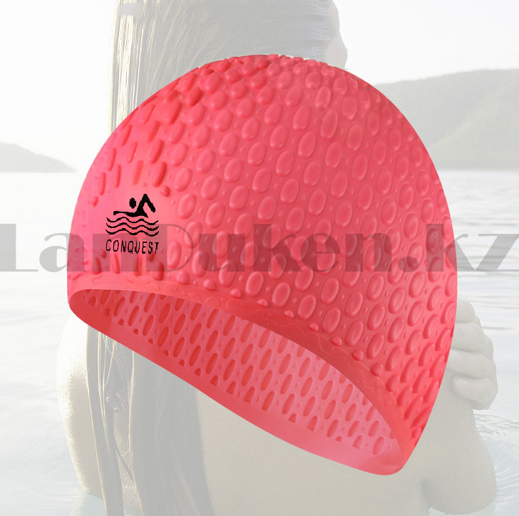Шапочка для плавания с пупырышками Сonquest красная - фото 1 - id-p101701387