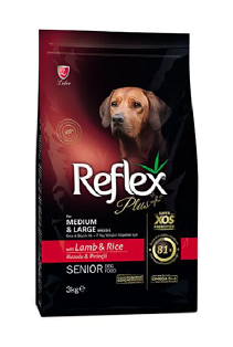 Reflex Plus MEDIUM/LARGE SENIOR Lamb&Rice для пожилых собак крупных пород с ягнёнком и рисом, 3кг
