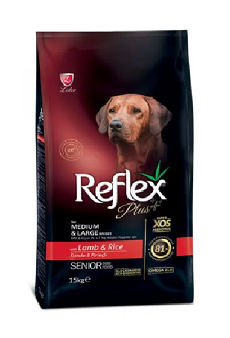 Reflex Plus MEDIUM/LARGE SENIOR Lamb&Rice для пожилых собак крупных пород с ягнёнком и рисом, 15кг