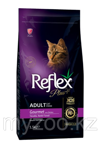 Reflex Plus Adult Cat Gourmet chicken для Взрослых Кошек с разноцветными гранулами с курицей 1,5кг - фото 1 - id-p101715165