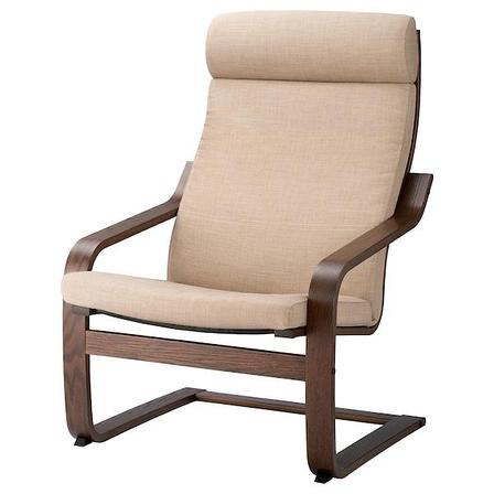 Кресло ПОЭНГ, коричневый/Шифтебу бежевый ИКЕА, IKEA, фото 2