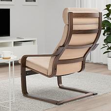 Кресло ПОЭНГ, коричневый/Шифтебу бежевый ИКЕА, IKEA, фото 3