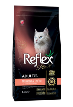 Reflex Plus Adult Cat Hairball Salmon для Взрослых Кошек для выведения шерсти с лососем 1,5кг