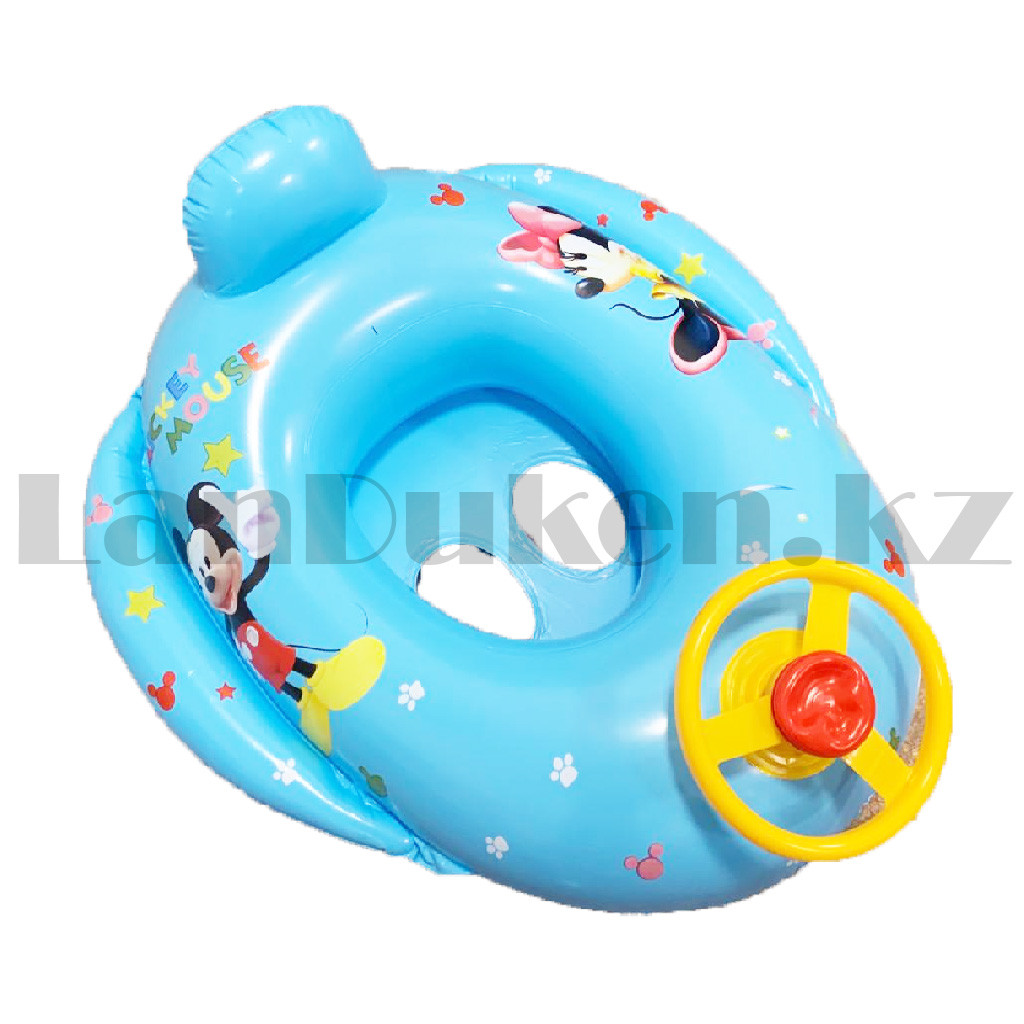 Надувной детский плавательный круг лодка Микки Маус с рулем голубая - фото 6 - id-p101715282