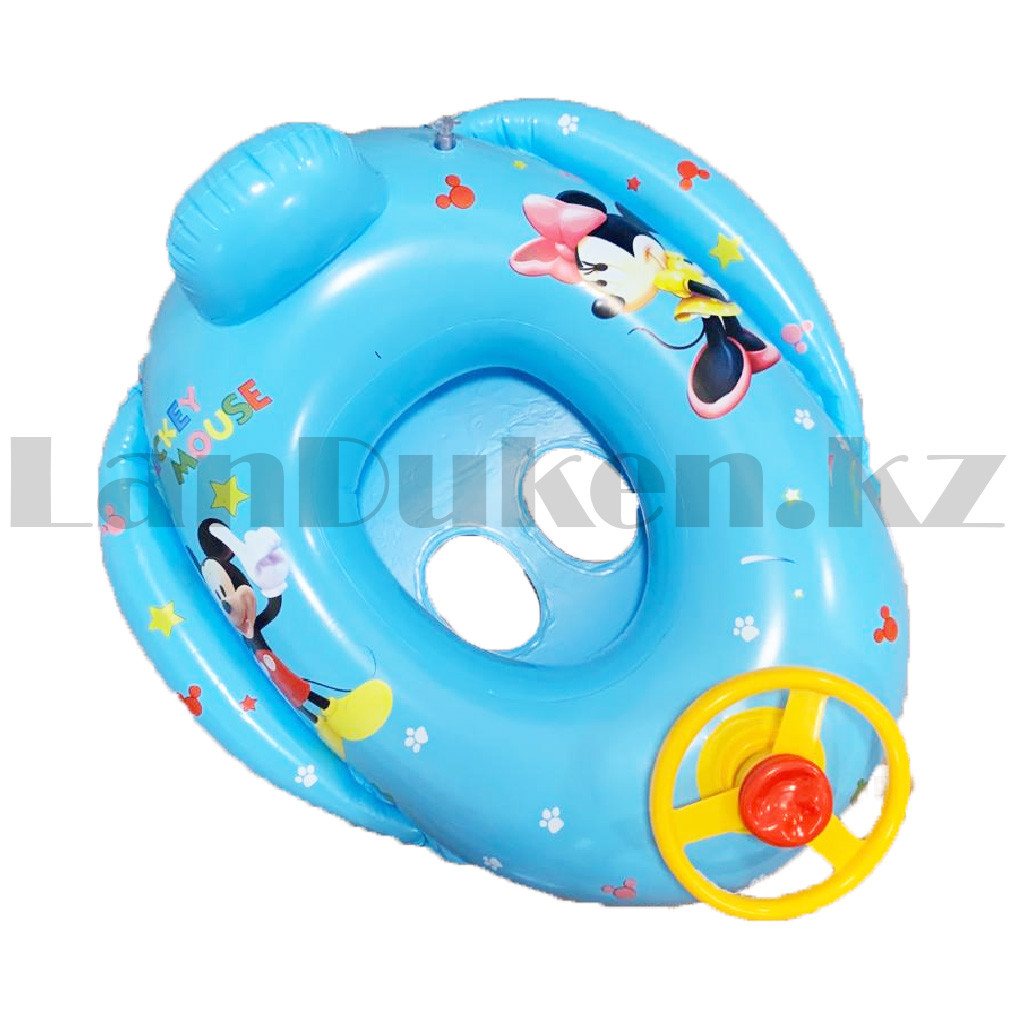 Надувной детский плавательный круг лодка Микки Маус с рулем голубая - фото 4 - id-p101715282