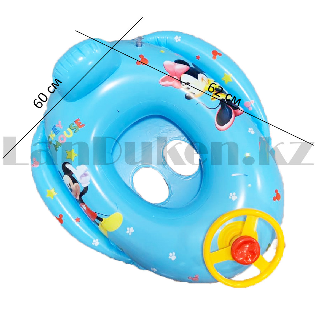 Надувной детский плавательный круг лодка Микки Маус с рулем голубая - фото 2 - id-p101715282