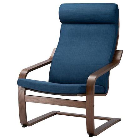 Кресло ПОЭНГ, коричневый/Шифтебу темно-синий ИКЕА, IKEA, фото 2