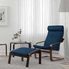 Кресло ПОЭНГ, коричневый/Шифтебу темно-синий ИКЕА, IKEA, фото 2