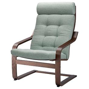 Кресло ПОЭНГ, коричневый/Гуннаред светло-зеленый ИКЕА, IKEA, фото 2